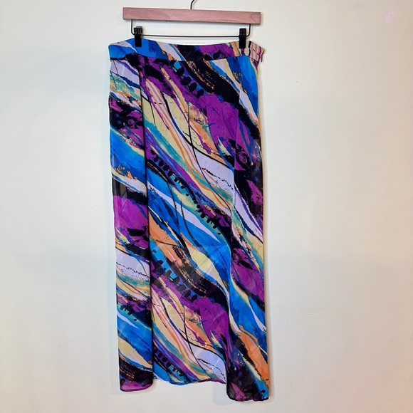 Y2K Abstract Maxi Skirt Colorful Retro - Picture 1 of 4
